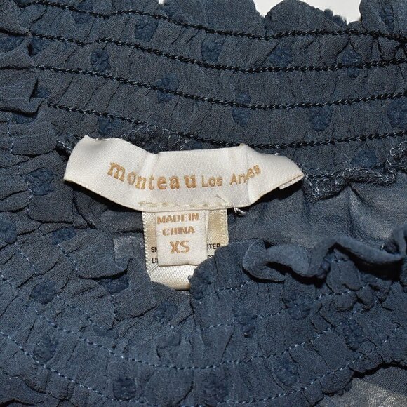 Monteau Swiss Dot Semi Sheer 3/4 Sleeve Blouse Size XS - Picture 3 of 14